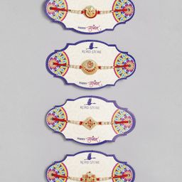 Kord Store Set of 4 Red & Green Enamelled Beaded Thread Rakhi-48