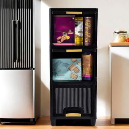 Aura Black 3 Units Multipurpose Folding Cabinet Storage Organizer-15