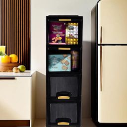 Aura Black 4 Units Multipurpose Folding Cabinet Storage Organizer-40