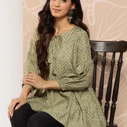 Libas Printed Empire Puff Sleeves Kurti-image-73