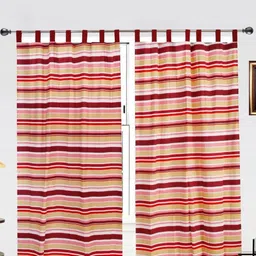 Dekor World Multicoloured Set of 2 Striped Door Curtain-16