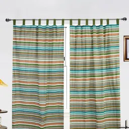 Dekor World Multicoloured Set of 2 Striped Door Curtain-13