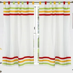 Dekor World Multicoloured Set of 2 Striped Door Curtain-12