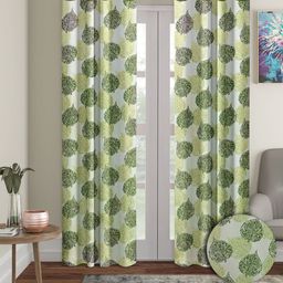 Cortina Green & White 2 Pieces Leaf Printed Door Curtains-42