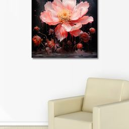 OLIVE TREE Black & Pink Canvas Floral and Botanical Painting Wall Art-picture-45
