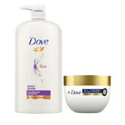Dove Set of Daily Shine Shampoo 1L & 10-in-1 Deep Repair Treatment Hair Mask 300 ml-50
