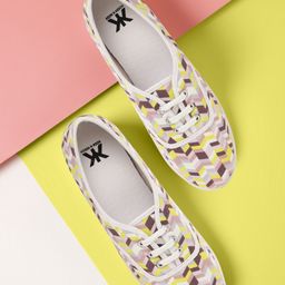 Kook N Keech Women Purple & White Geometric Print Sneakers-58