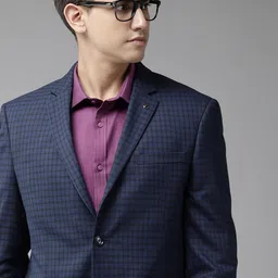 Van Heusen Men Checked Slim Fit Single-Breasted Formal Blazer-17