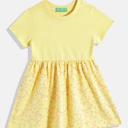 United Colors of Benetton Girls Pleated Conversational Print A-Line Dress-31