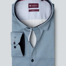 INVICTUS Men Blue & White Slim Fit Printed Smart Sustainable Casual Shirt-picture-13