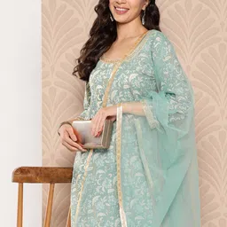 Varanga Floral Printed Regular Pure Cotton Kurta with Palazzos & Dupatta-16