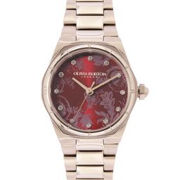 Olivia Burton Women Mini Hexa Damask Embellished Analogue Watch 24000106-Red-image-87