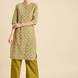 Anouk Printed Regular Pure Cotton Kurta with solid Palazzos-picture-44