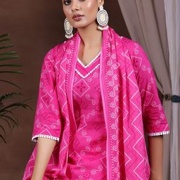 Libas Women Printed Regular Pure Cotton Kurta with Palazzos & With Dupatta-picture-8