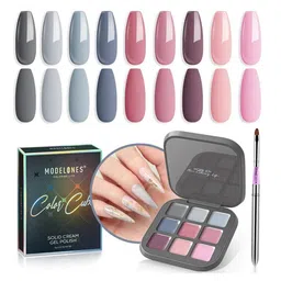 Modelones 9 Shades Color Cube Solid Cream UV Gel Nail Polish Palette 9g - Creamy Squid Ink Pasta-47