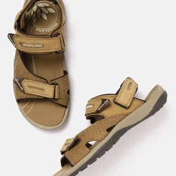 Woodland Men Camel Brown Textured Nubuck Sports Sandals-picture-17