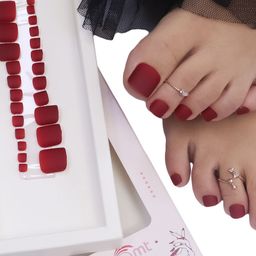 BEROMT Salon Finish Long-Lasting Reusable Press-On False Toe Nails Tips Kit - Shade 220-image-46