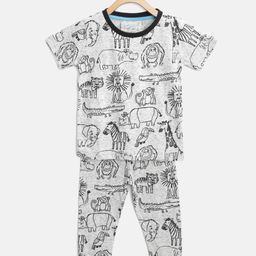 Lazy Shark Boys Grey Melange & Black Printed T-shirt with Joggers-29