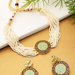 YouBella Green & Brown Gold-Plated Beaded Enamelled Handcrafted Jewellery Set-25