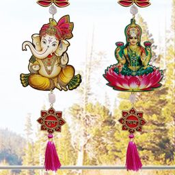 Shubhanjali Lotus with Shubh Labh Lakshmi Ganesh Door Hanging-picture-40