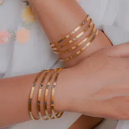 Zeraki Jewels Anusha Designer Set Of 8 Gold-Plated Bangles-49