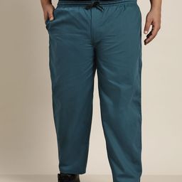 SOJANYA PLUS Men Teal Blue Solid Pure Cotton Track Pants-image-77