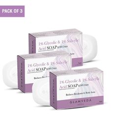 GLAMVEDA Set Of 3 Glycolic Acid & 1% Salicylic Acid Soap - 75g Each-55