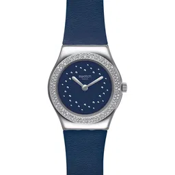 Swatch Women Blue Embellished Dial & Blue Leather Straps Analogue Watch YSS333-image-21