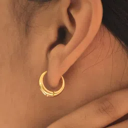 PALMONAS Gold Plated Stainless Steel Circular Hoop Earrings-39