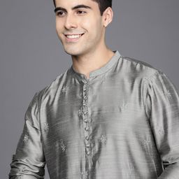 Indo Era Men Grey Thread Work Kurta-picture-9