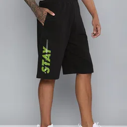 HRX by Hrithik Roshan Men Black Typography Printed Shorts-image-92