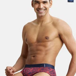 Jockey Men Pack Of 2 Navy Blue & Red Printed Cotton Basic Briefs-picture-12