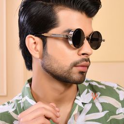 ROYAL SON Unisex Round Polarised & UV Protected Sunglasses CHI0084-C1-50