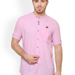 Kuons Avenue Men Pink Smart Slim Fit Solid Casual Shirt-image-86