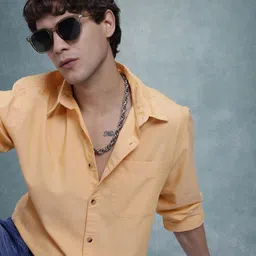 R.Code by The Roadster Life Co. Solid Classic Opaque Casual Shirt-image-4