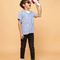 TALES & STORIES Boys Cuban Collar Geometric Printed Casual Shirt-picture-15