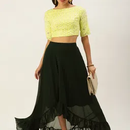 Ethnovog Yellow Embroidered Thread Work Made to Measure Lehenga-picture-11