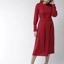 StyleStone Women Red Solid A-line Dress-image-65