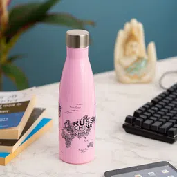 CLAY CRAFT Pink Stainless Steel Single Wall Water Bottle 750 ml-image-47