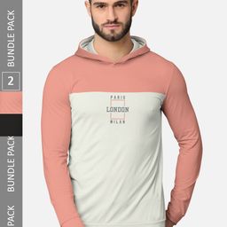 BULLMER Men Pack of 2 Pink & Black Printed Hooded Sweatshirt-picture-39