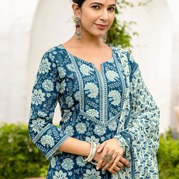 SKYLEE Women Floral Printed Kurta with Trousers & Dupatta-image-54