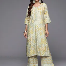 Libas Abstract Printed Flared Sleeves Zari Kurta with Palazzos image 2