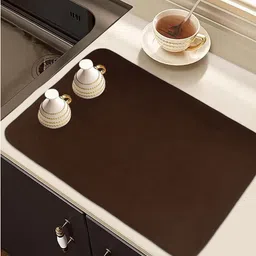 Kuber Industries Brown & Blue 3 Pcs Rectangle Microfiber Dish Drying Placemats-17