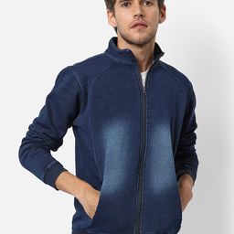 Campus Sutra Men Blue Washed Windcheater Outdoor Bomber Jacket-image-117