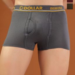 Dollar Bigboss Men Solid Pack of 3 Combed Cotton Double Pouch Support Trunk-16