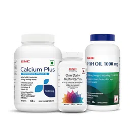 GNC Men Set Of 3 Fish Oil - 60 Tab,Calcium + D3- 60 Tablets & Multivitamin - 30 Tab-0