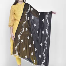 Dupatta Bazaar Black & White Embroidered Dupatta-17