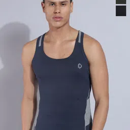 Dollar Bigboss Men Assorted Pack of 3 Cotton Racerback Styled Gym Vests-13