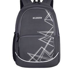 WildHorn Unisex Grey Geometric 17 Inch Laptop Backpack with Compression Straps-5