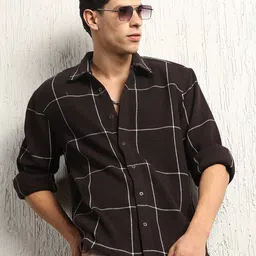 Hubberholme Oversized Cotton Casual Check Waffel Double Pocket Full Sleeve Shirt-image-83